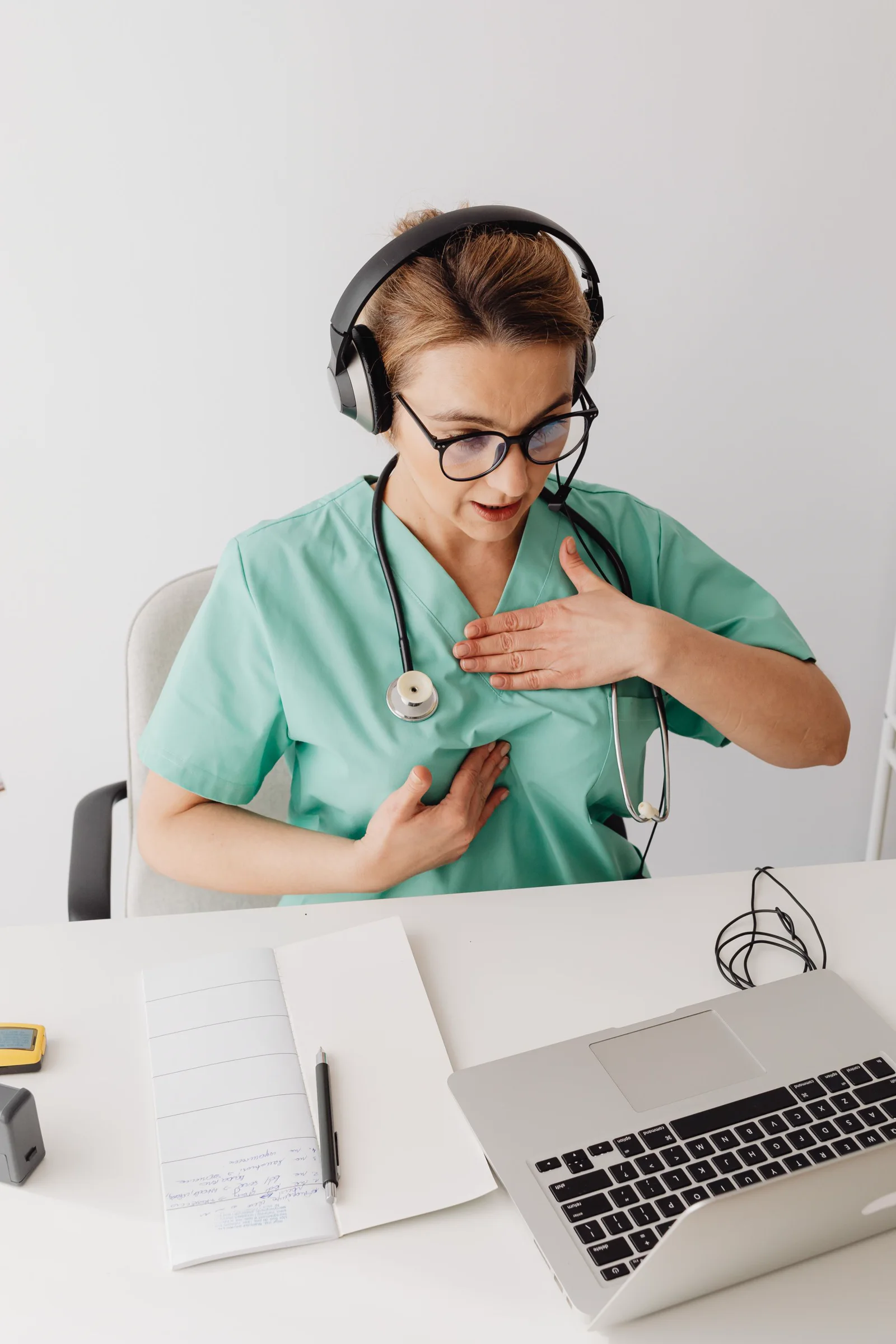 Doctor presenting expert medical guidance during an online video consultation