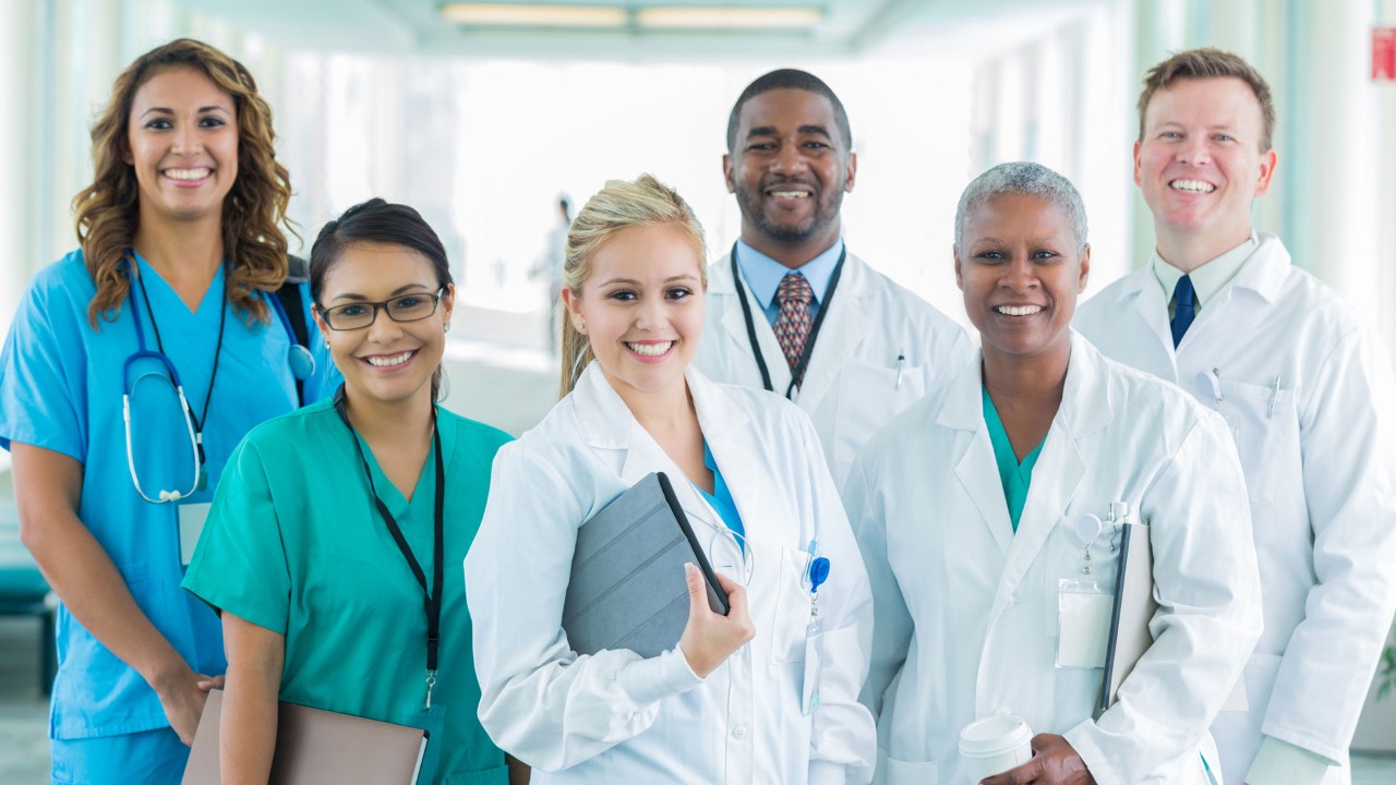 Professional medical team working together on patient growth