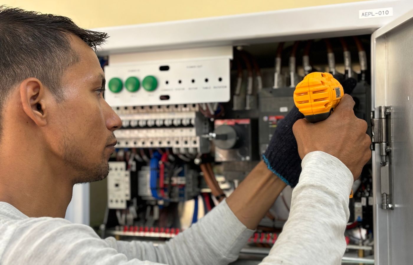 Three professional electrical service photographs