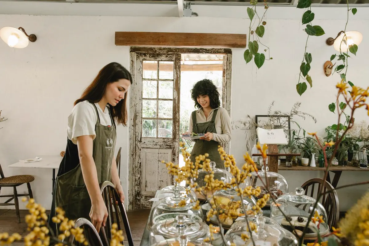Two florists working together in their studio